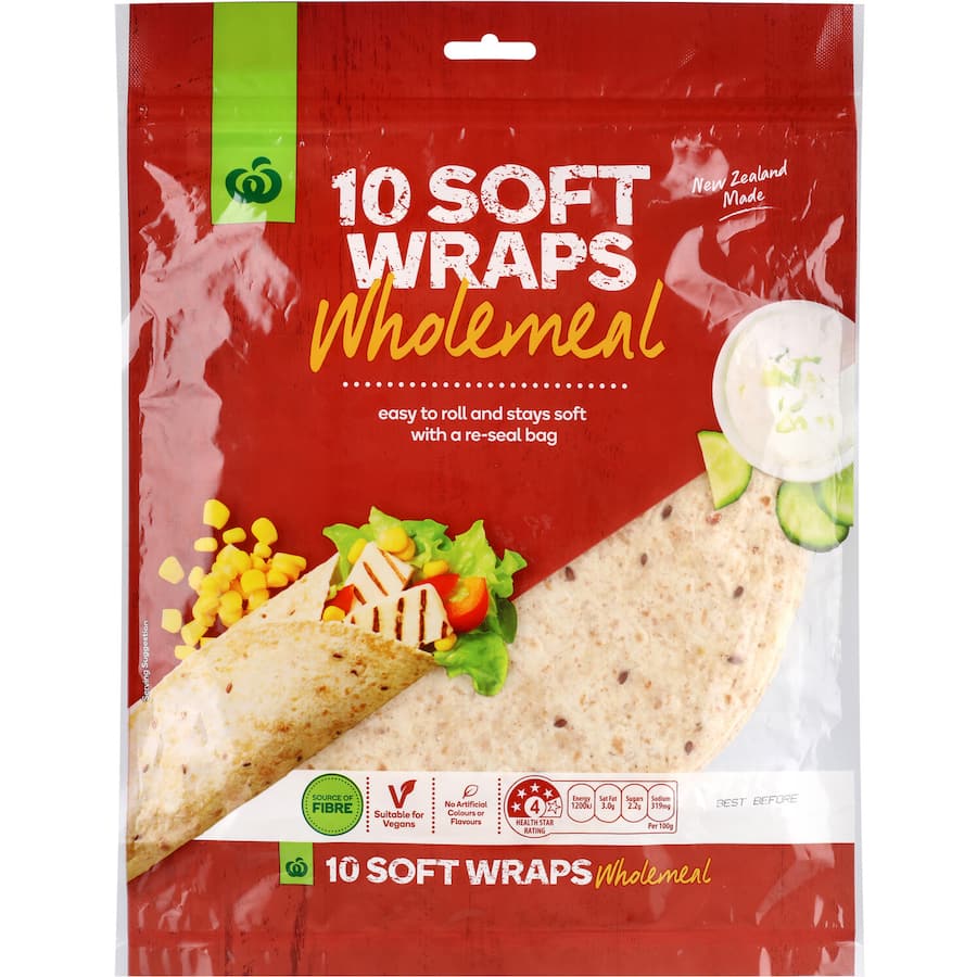 Woolworths Wraps Wholemeal 10packs