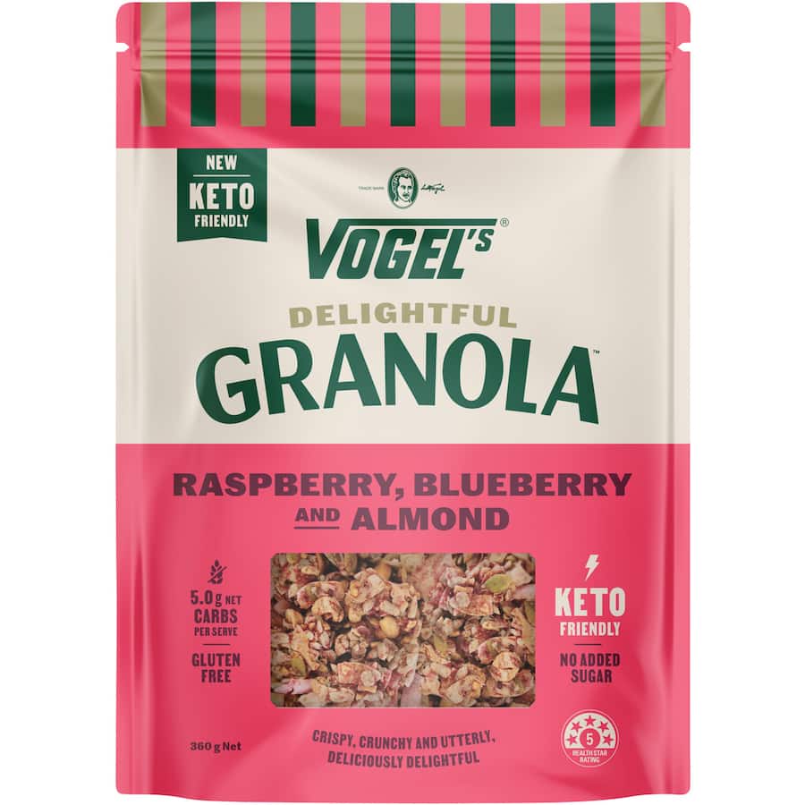 Vogels Delightful Granola Raspberry Blueberry 360gm