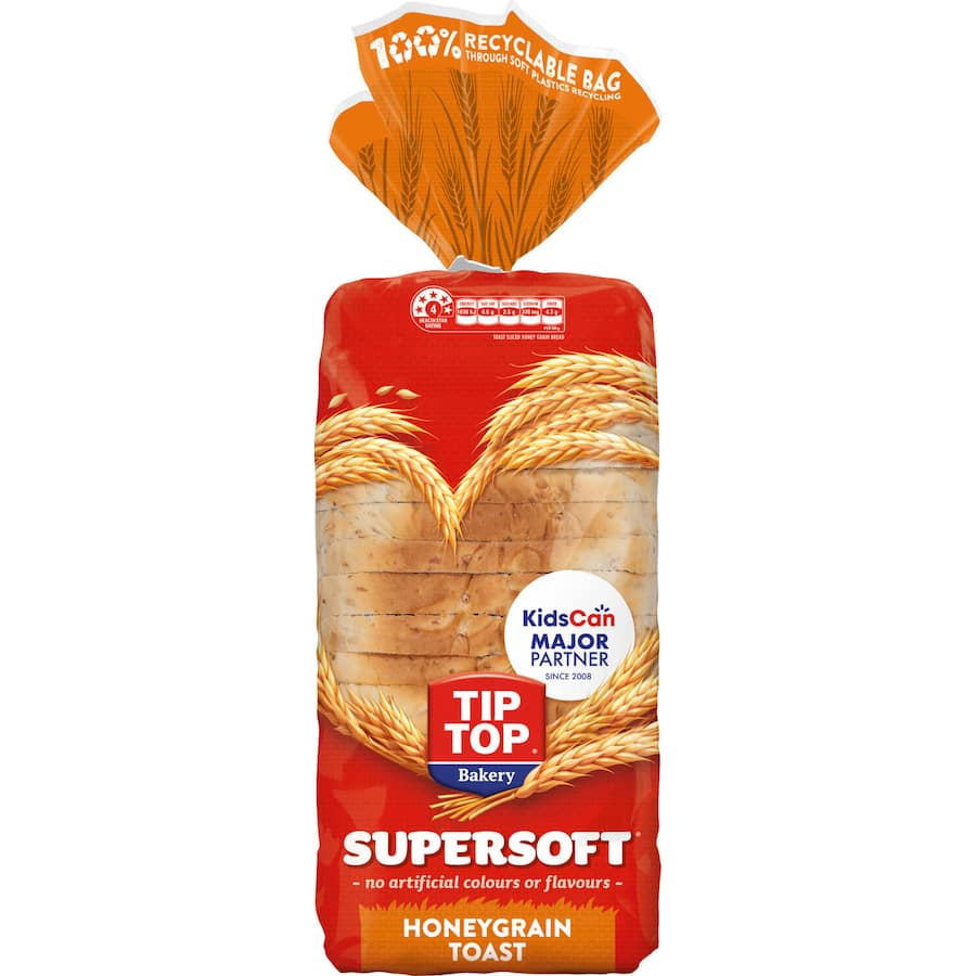 Tip Top Super Soft Toast Bread Honey Grain
