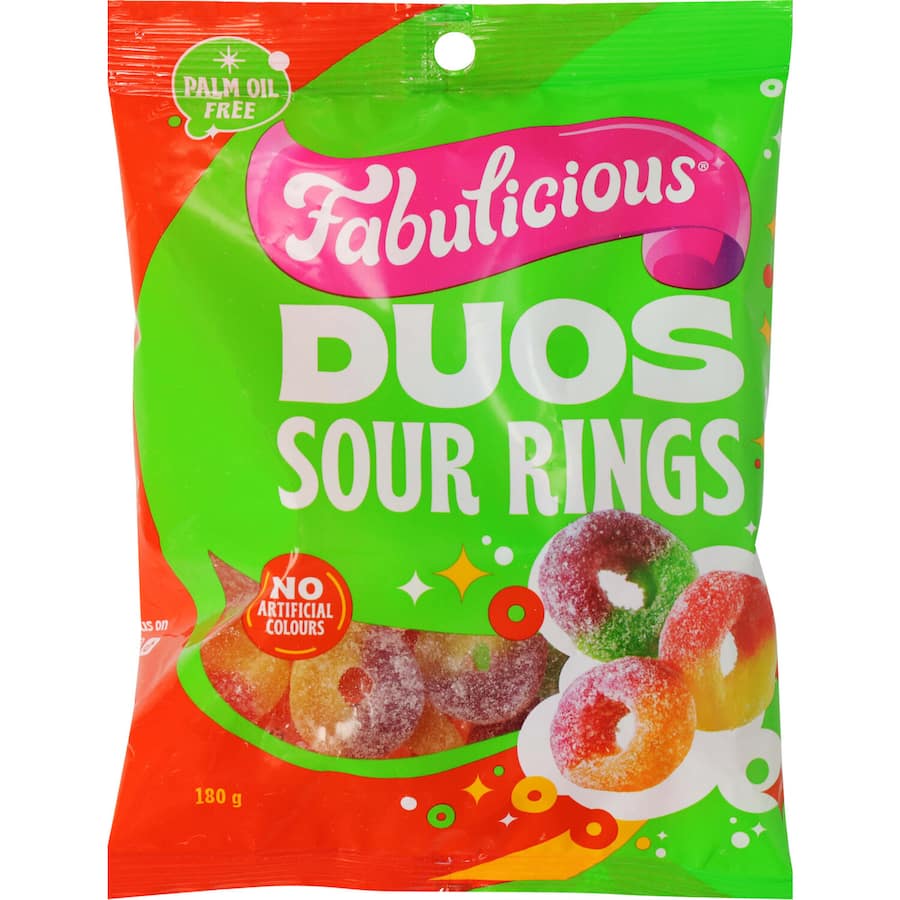 Rj's Fabulicious Sweets Duos Sour Gummy Rings