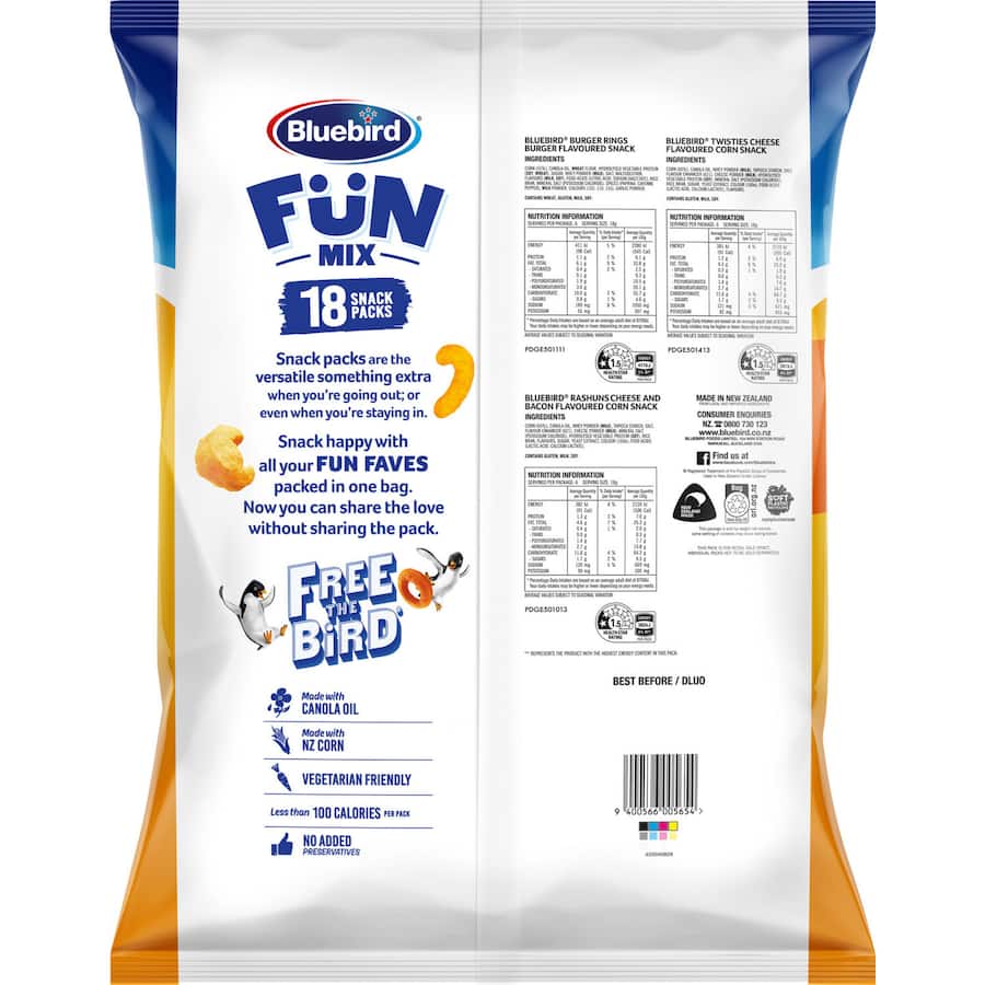 Corn Snacks Twisties Rashuns Burger Rings 18 packs