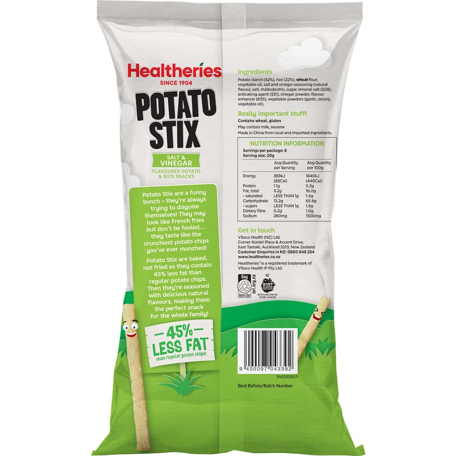 Potato Snack Stix Salt Vinegar 160g