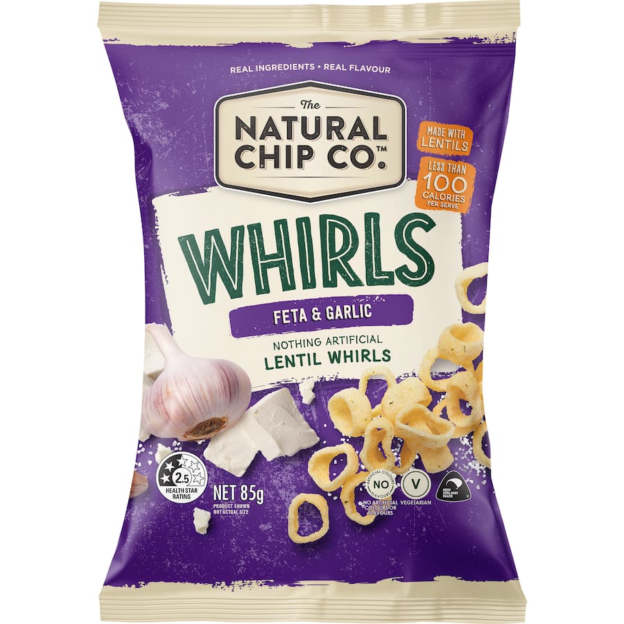 Lentil Chips Feta & Garlic Whirls