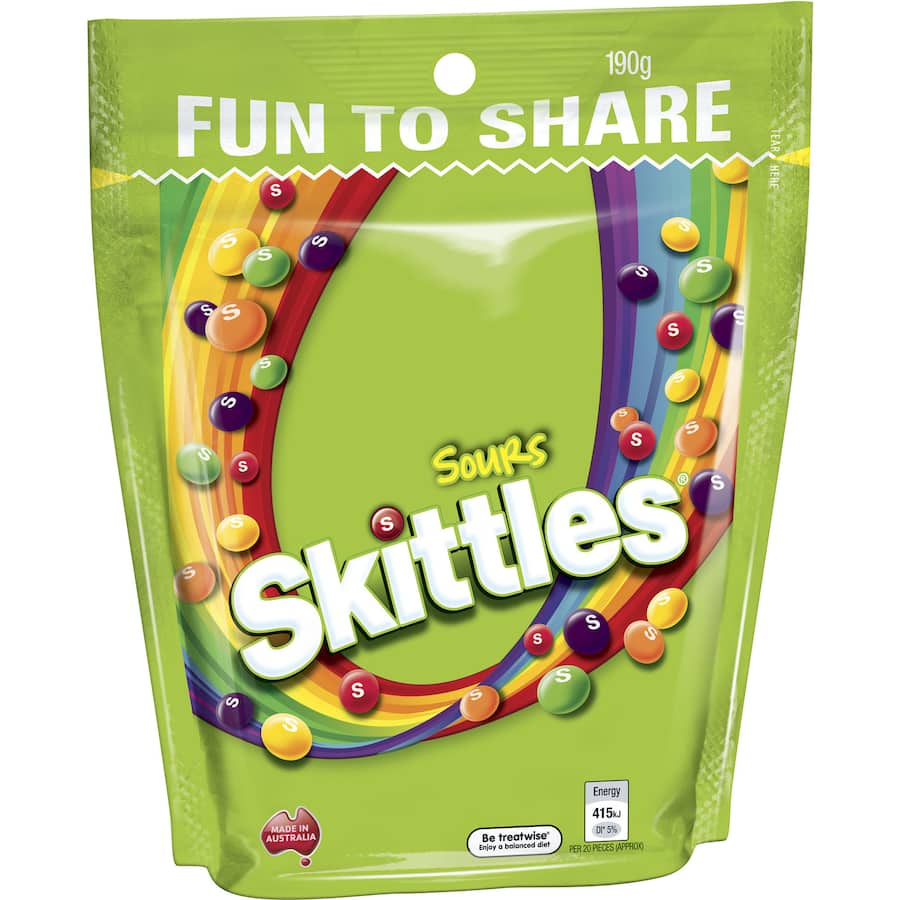 Skittles Sours Lollies Large Bag 190 gm