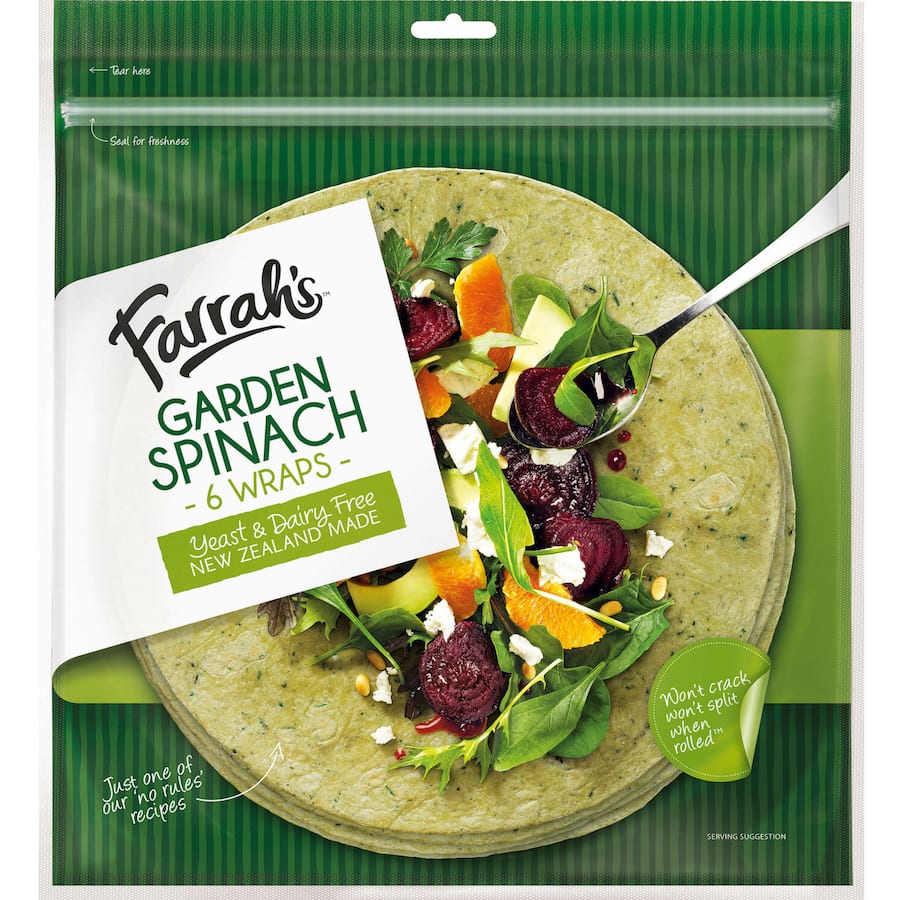 Farrah's Wraps Garden Spinach 6 pks