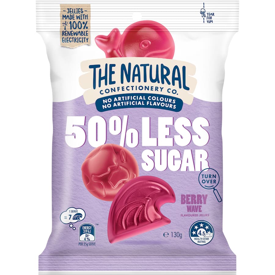 The Natural Confectionery Co. Lollies 50% Less Sugar Berry Wave 130gm