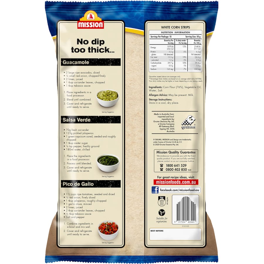 Corn Chips Deli Style White Corn Strips 500gm