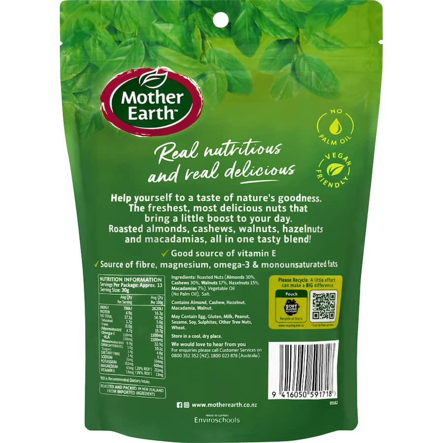 Mother Earth Mixed Nuts Deluxe Roasted Lightly Salted 400gm