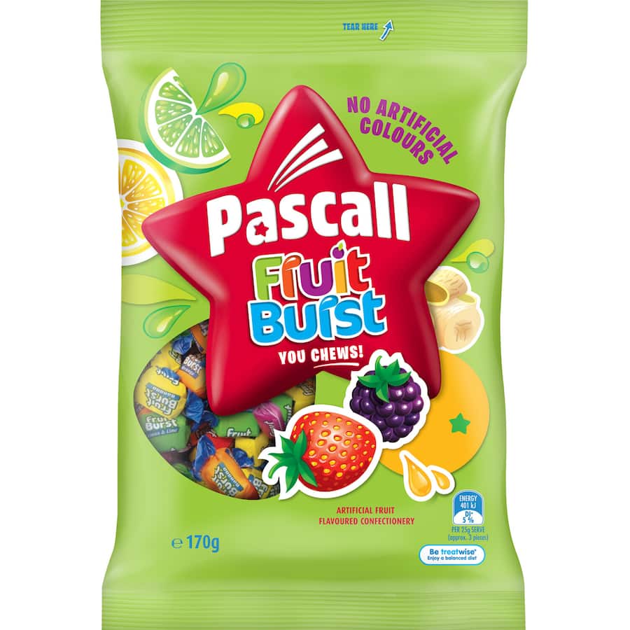 Pascall Lollies Fruit Bursts 170gm