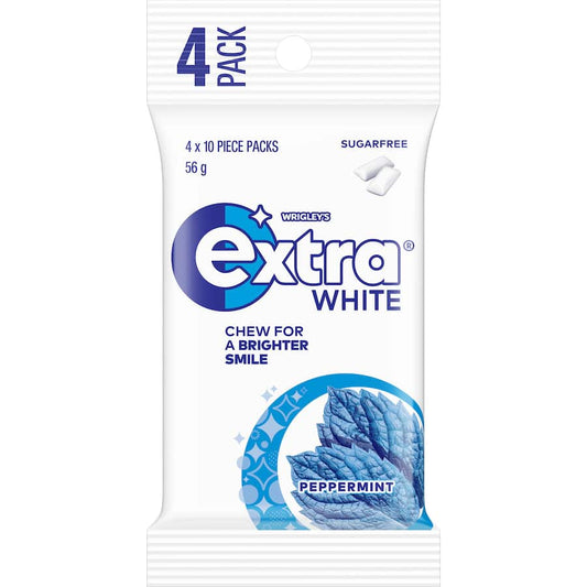 Wrigleys Extra Chewing Gum White Sugar Free 4*10 pce pks
