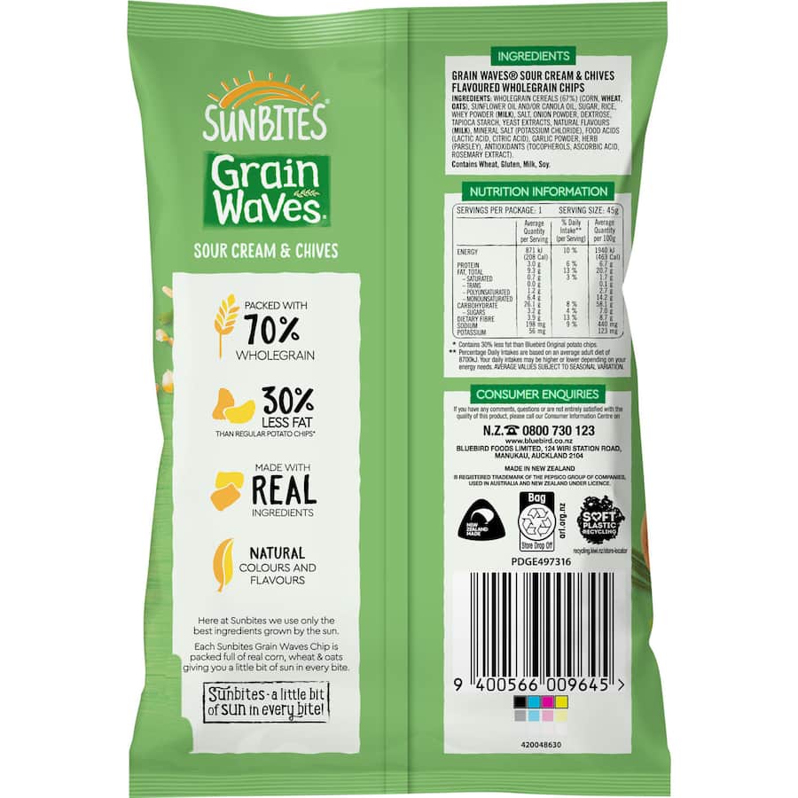 Wholegrain Chips Sour Cream & Chives