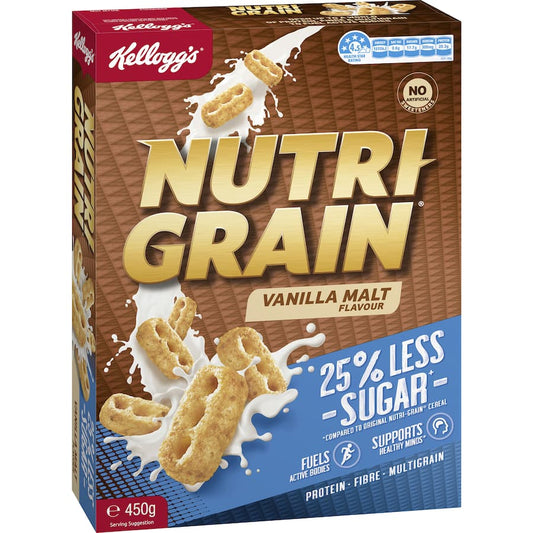 Kellogg's Nutrigrain Vanilla Malt 25% Less Sugar 450gm