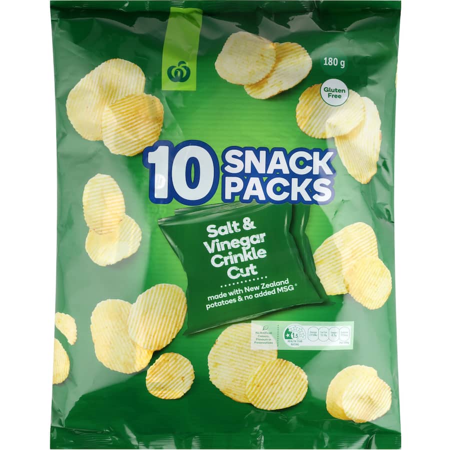 Potato Chips Salt Vinegar Crinkle Cut 180g