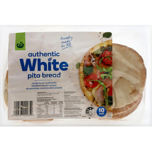 Woolworths Pita Bread Authentic White 10packs