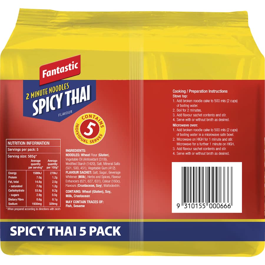 Instant Noodles Spicy Thai Multi 5 Pack