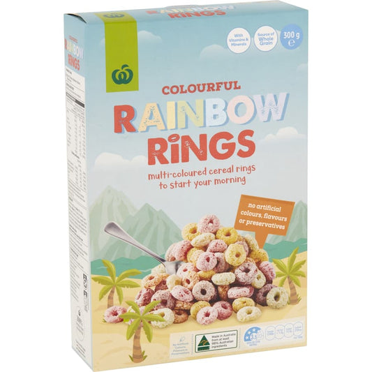 Woolworths Cereal Colourful Rainbow Rings 300gm