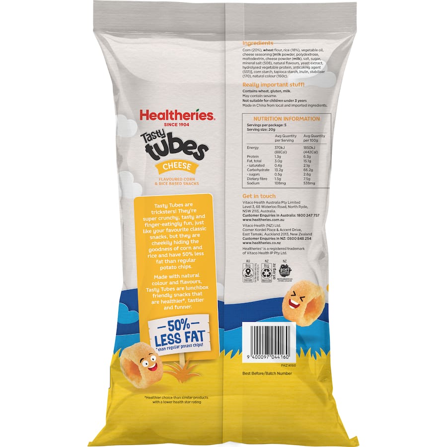 Corn Snacks Tasty Cheese Tubes